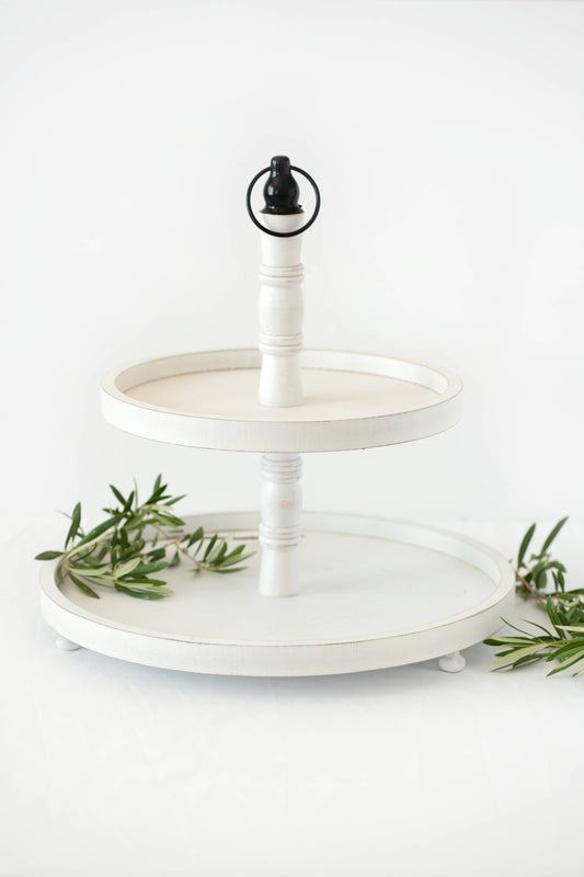 Hamptons White Tiered Tray