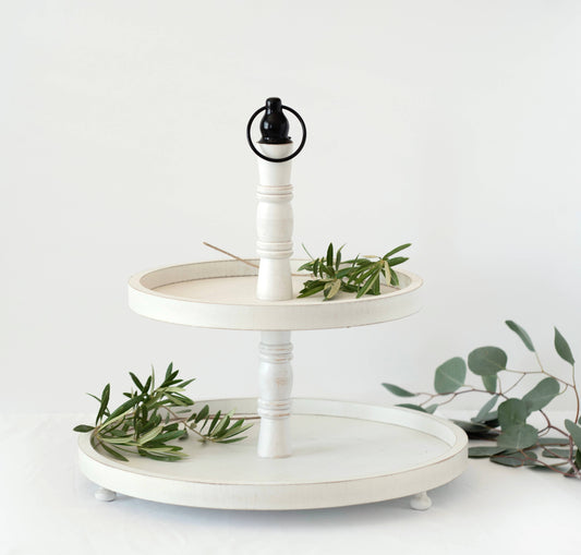 Hamptons White Tiered Tray